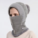 Cappello da donna monopezzo, sciarpa, cappello lavorato a maglia caldo e berretto in velluto