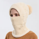 Cappello da donna monopezzo, sciarpa, cappello lavorato a maglia caldo e berretto in velluto