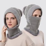 Cappello da donna monopezzo, sciarpa, cappello lavorato a maglia caldo e berretto in velluto