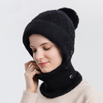 Cappello da donna monopezzo, sciarpa, cappello lavorato a maglia caldo e berretto in velluto