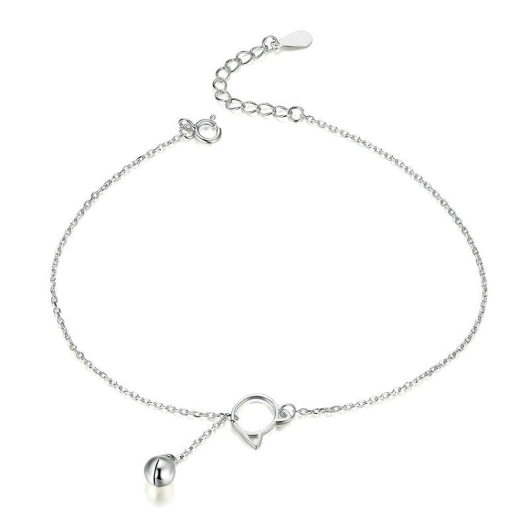SCT003 Cat Bell Cavigliera in Argento 925 Placcato Oro Bianco Semplice Cavigliera da Donna, SCT003