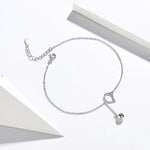 SCT003 Cat Bell Cavigliera in Argento 925 Placcato Oro Bianco Semplice Cavigliera da Donna, SCT003