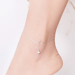 SCT003 Cat Bell Cavigliera in Argento 925 Placcato Oro Bianco Semplice Cavigliera da Donna, SCT003