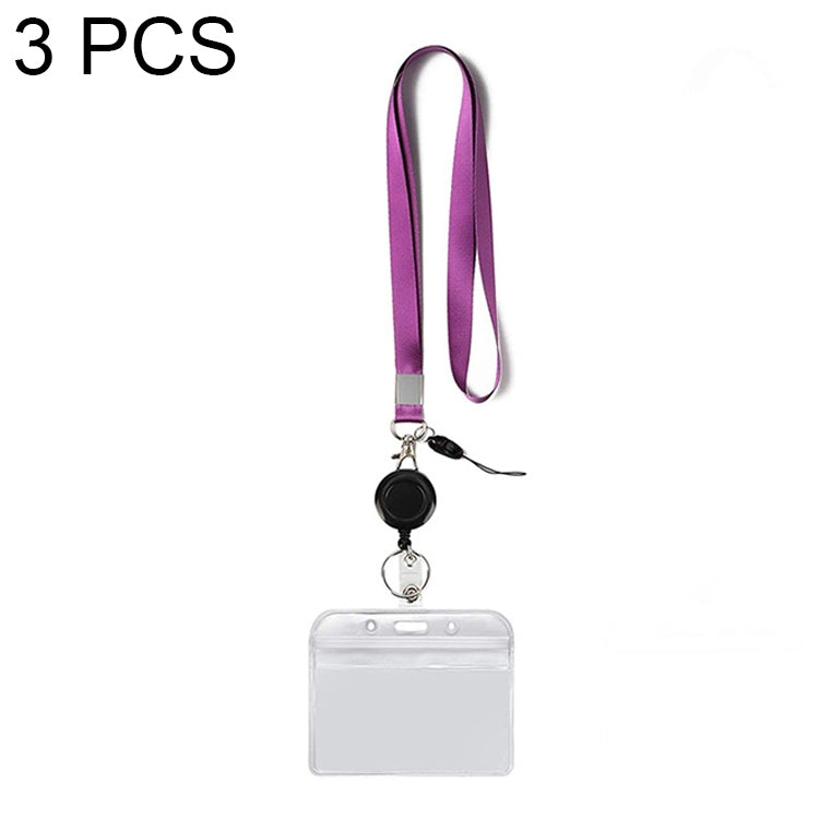 3 PZ TZ-003 Badge porta badge orizzontale in PVC trasparente, TZ-003(Purple), TZ-003(Gray)