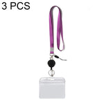 3 PZ TZ-003 Badge porta badge orizzontale in PVC trasparente, TZ-003(Purple), TZ-003(Gray)