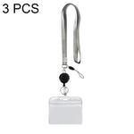 3 PZ TZ-003 Badge porta badge orizzontale in PVC trasparente, TZ-003(Purple), TZ-003(Gray)