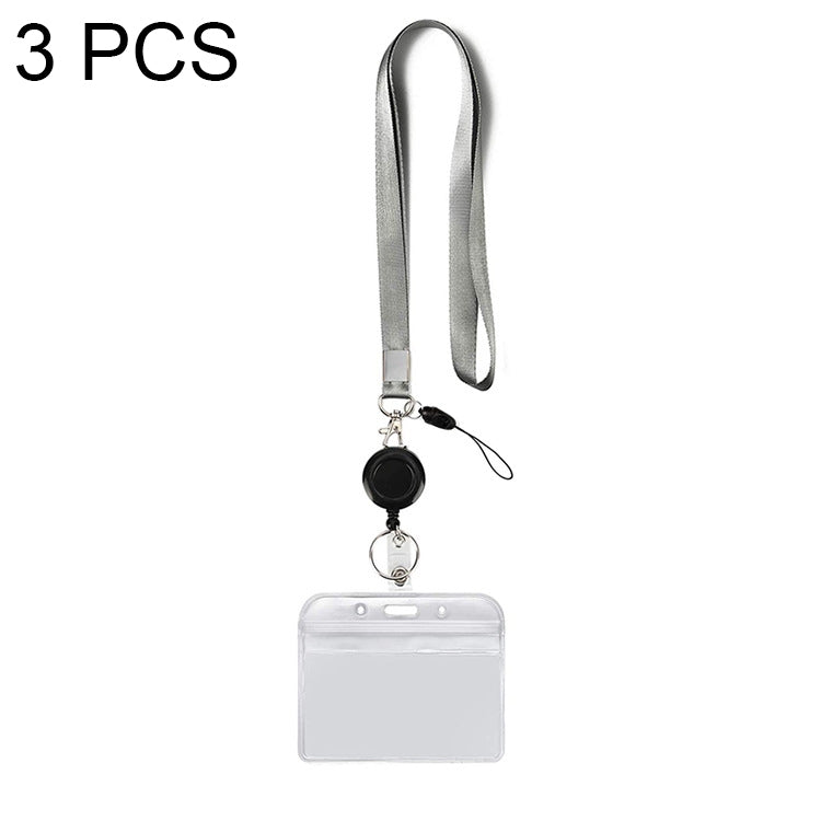 3 PZ TZ-003 Badge porta badge orizzontale in PVC trasparente, TZ-003(Purple), TZ-003(Gray)
