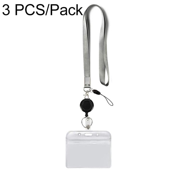 3 Pz Porta Badge Orizzontale in PVC Trasparente