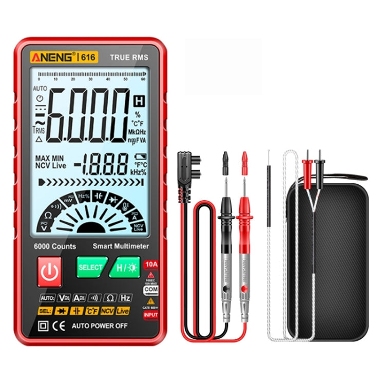 ANENG 616 Multimetro di capacità con display digitale automatico ad alta precisione, Red, Black