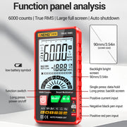 ANENG 616 Multimetro di capacità con display digitale automatico ad alta precisione, Red, Black