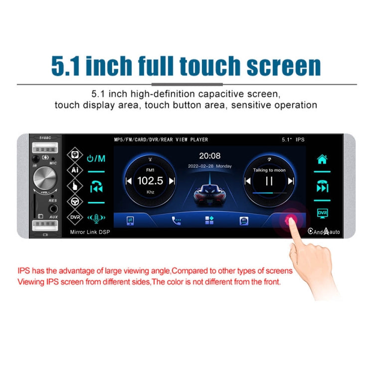 A2905 Lettore Carplay a testa singola con schermo capacitivo IPS da 5,1 pollici, stile:, Standard, Standard+4 Light Camera, Standard+8 Light Camera, Standard+12 Light Camera, Standard+AHD Light Camera