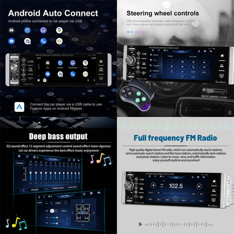 A2905 Lettore Carplay a testa singola con schermo capacitivo IPS da 5,1 pollici, stile:, Standard, Standard+4 Light Camera, Standard+8 Light Camera, Standard+12 Light Camera, Standard+AHD Light Camera