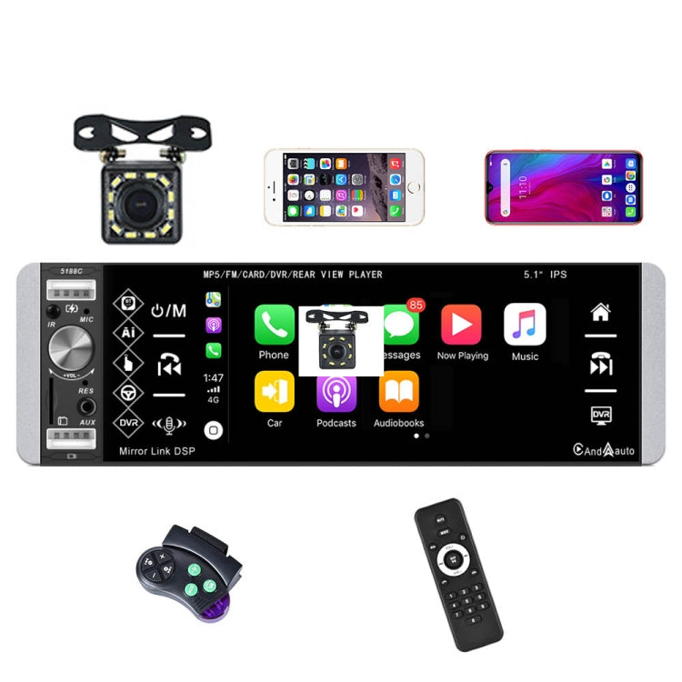 A2905 Lettore Carplay a testa singola con schermo capacitivo IPS da 5,1 pollici, stile:, Standard, Standard+4 Light Camera, Standard+8 Light Camera, Standard+12 Light Camera, Standard+AHD Light Camera