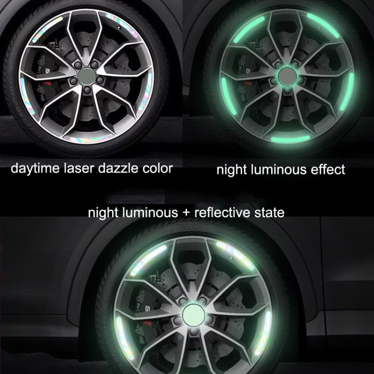 10 set di adesivi riflettenti per mozzo ruota arcobaleno per auto Decorazione luminosa di avvertimento per pneumatici, Rainbow, Purity
