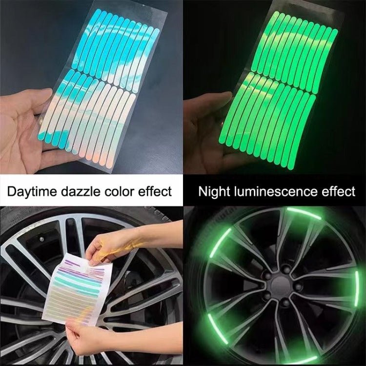 10 set di adesivi riflettenti per mozzo ruota arcobaleno per auto Decorazione luminosa di avvertimento per pneumatici, Rainbow, Purity