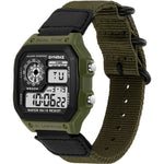 SYNOKE 9619C Orologio luminoso elettronico vintage con cinturino in tela di nylon e fibbia a tre anelli