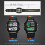 SYNOKE 9619C Orologio luminoso elettronico vintage con cinturino in tela di nylon e fibbia a tre anelli