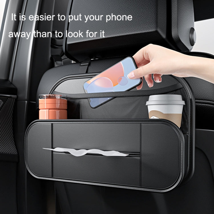 Comoda borsa portaoggetti multifunzionale in pelle posteriore per seggiolino auto, Storage Bag (Black)