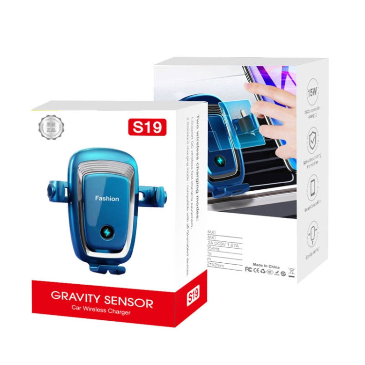 Supporto di ricarica wireless per telefono per auto Gravity S19 15W, S19 Blue, S19 Black, S19 White