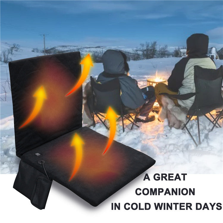 Cuscini riscaldanti USB per campeggio invernale all'aperto con schienale, With Backrest Black, With Backrest Gray, With Backrest Khaki
