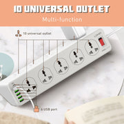 LDNIO SC10610 30W 10+6 porte Presa di ricarica rapida multifunzionale da viaggio per casa e ufficio, specifiche:, UK Plug, EU Plug, US Plug