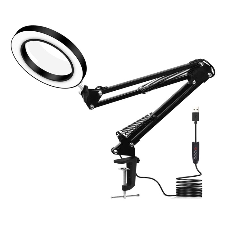 Lente d'ingrandimento 5X LED Lampada da lettura USB pieghevole per braccio lungo con protezione per gli occhi, Small, Medium, Large