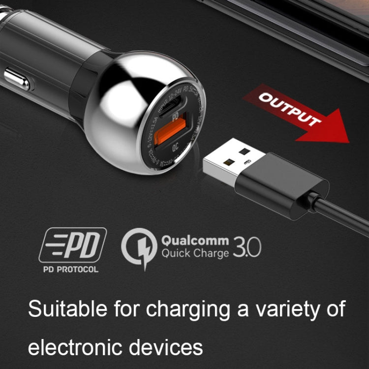 Caricabatterie rapido per auto LDNIO C1 36W PD + QC 3.0 Caricabatterie per auto USB intelligente ad alta potenza, with Micro USB Cable, with 8 Pin Cable, with USB-C/Type-C Cable