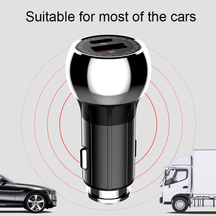 Caricabatterie rapido per auto LDNIO C1 36W PD + QC 3.0 Caricabatterie per auto USB intelligente ad alta potenza, with Micro USB Cable, with 8 Pin Cable, with USB-C/Type-C Cable