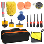 19 PCS / Set Spazzola per la pulizia della bellezza dell'auto Dettagli Set di strumenti per guanti per il lavaggio della spazzola, 19 in 1 Red Ring, 19 in 1 Yellow Ring