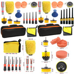 19 PCS / Set Spazzola per la pulizia della bellezza dell'auto Dettagli Set di strumenti per guanti per il lavaggio della spazzola, 19 in 1 Red Ring, 19 in 1 Yellow Ring