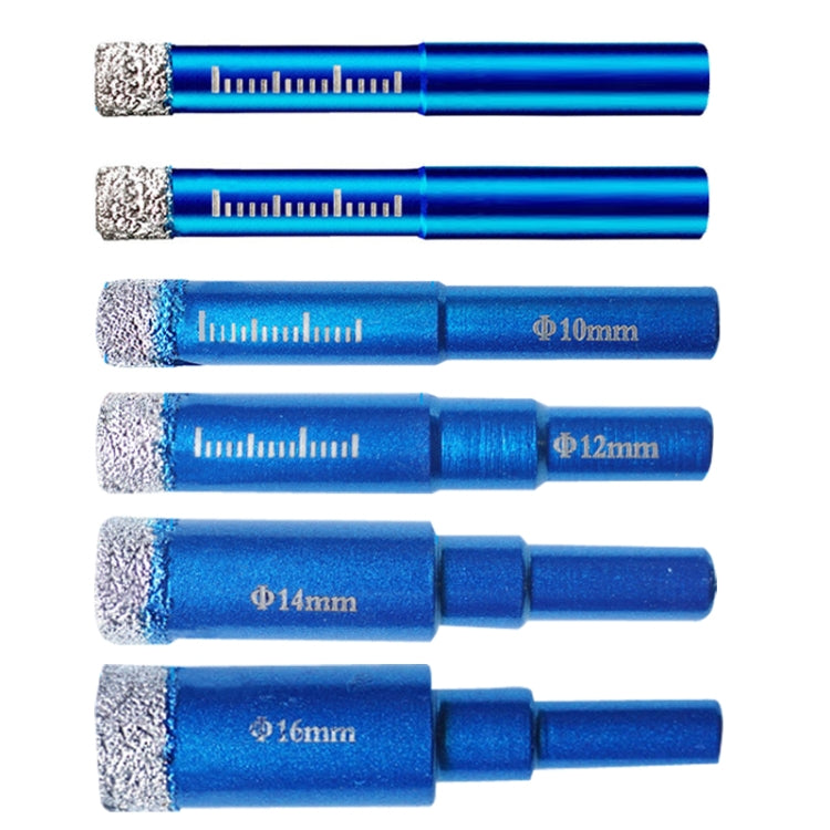 Perforatrice per fori in marmo per uso domestico in vetro ceramico da 5 pezzi, diametro del punzone:, 6mm, 8mm, 10mm, 12mm, 14mm, 16mm