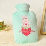 Borsa per acqua calda riempita d'acqua in PVC antideflagrante con rivestimento in velluto per cartoni animati, 500ML Milky White, 1000ML Milky White, 2000ML Milky White, 500ML Light Green, 1000ML Light Green, 2000ML Light Green, 500ML Yellow           ...