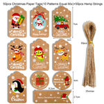 2 Confezioni 50 pezzi / set Etichette di carta da regalo di Natale Kraft Etichette di carta da regalo