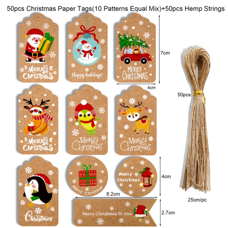 2 Confezioni 50 pezzi / set Etichette di carta da regalo di Natale Kraft Etichette di carta da regalo