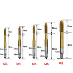 M3-M8 Set di filettature interne per maschiatura HSS placcato in titanio placcato in titanio, 5 In 1 / Set Thread Set