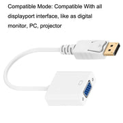 Adattatore quadrato da DP a VGA, lunghezza cavo: 15 cm, DP to VGA White, DP to VGA Black