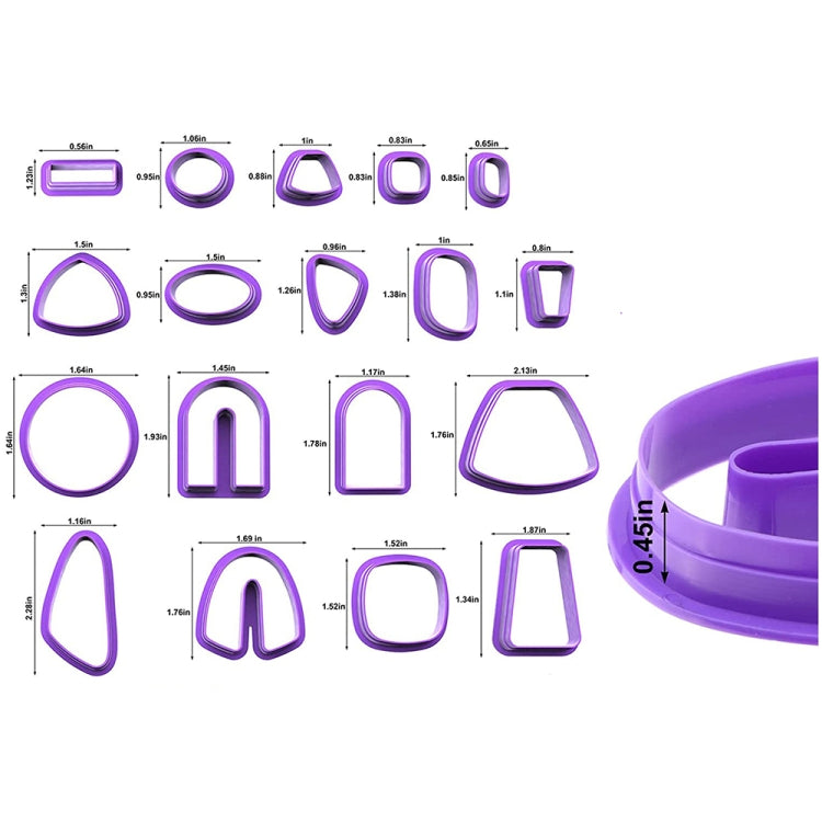 18 in 1 stampi per orecchini in argilla morbida fai da te fatti a mano orecchini in argilla per fare stampi, 18 In 1 (Purple), 18 In 1 (Pink), 18 In 1 (Yellow), 18 In 1 (Blue)