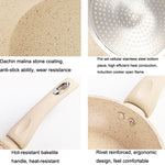 Maifan Stone Antiaderente Padella Bistecca Friggitrice Fornello A Induzione Gas Generale, Diametro:, 20cm (Beige), 24cm (Beige), 20cm (Grey), 24cm (Grey)