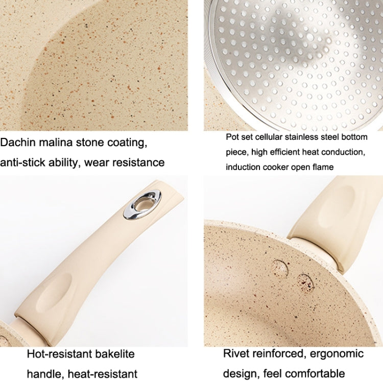 Maifan Stone Antiaderente Padella Bistecca Friggitrice Fornello A Induzione Gas Generale, Diametro:, 20cm (Beige), 24cm (Beige), 20cm (Grey), 24cm (Grey)