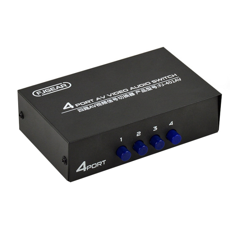 FJGEAR FJ-401AV Commutatore audio e video AV a 4 vie con interfaccia Lotus Head, FJ-401AV