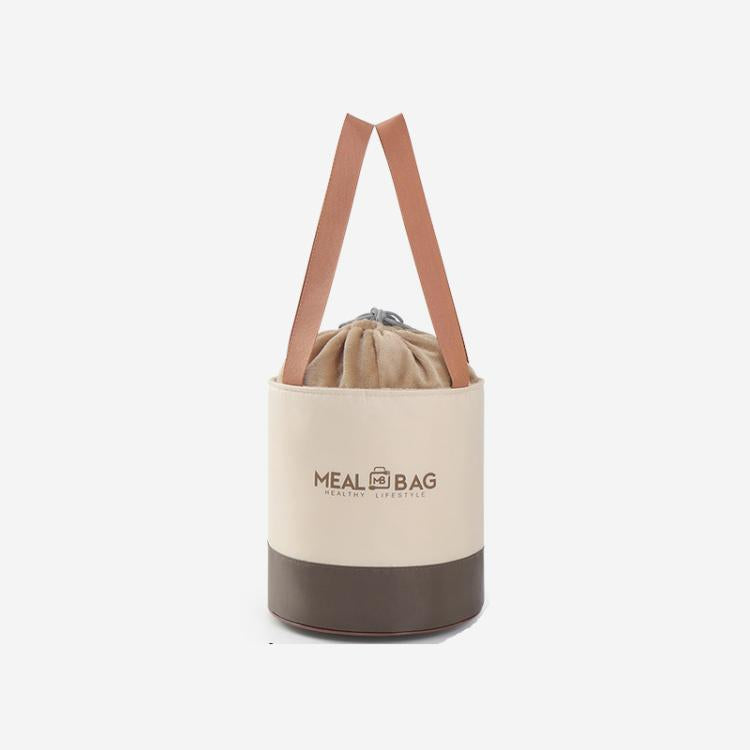 Borsa termica rotonda per il pranzo con coulisse e manici, contenitore per alimenti, Small, Medium, Large
