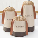 Borsa termica rotonda per il pranzo con coulisse e manici, contenitore per alimenti, Small, Medium, Large
