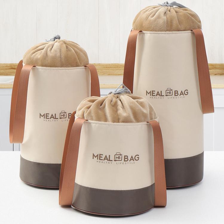 Borsa termica rotonda per il pranzo con coulisse e manici, contenitore per alimenti, Small, Medium, Large