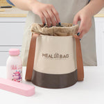 Borsa termica rotonda per il pranzo con coulisse e manici, contenitore per alimenti, Small, Medium, Large