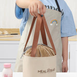 Borsa termica rotonda per il pranzo con coulisse e manici, contenitore per alimenti, Small, Medium, Large
