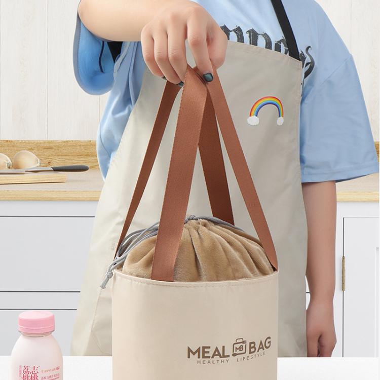 Borsa termica rotonda per il pranzo con coulisse e manici, contenitore per alimenti, Small, Medium, Large