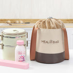 Borsa termica rotonda per il pranzo con coulisse e manici, contenitore per alimenti, Small, Medium, Large