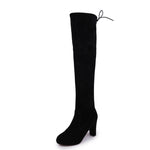 Stivali sopra il ginocchio da donna Stivali con tacco alto in pelle smerigliata, 40, 41, 42, 43