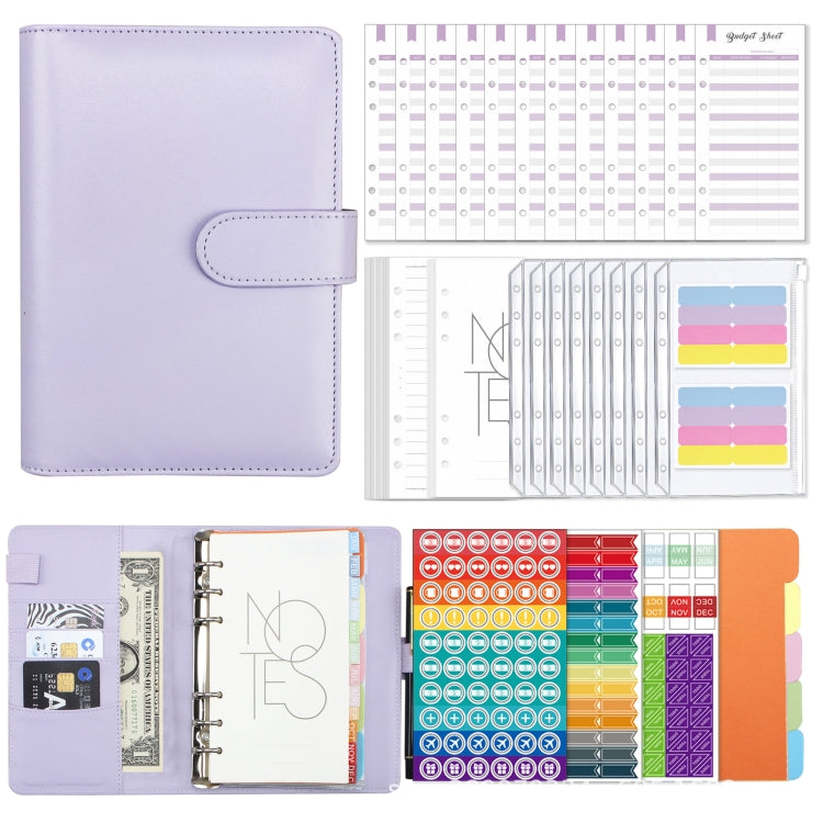 Quaderno a fogli mobili in pelle sintetica A6 Macaron, XJYS-010 Green, XJYS-010  Blue, XJYS-010  Pink, XJYS-010  Purple, XJYS-010 Yellow, XJYS-010 Black