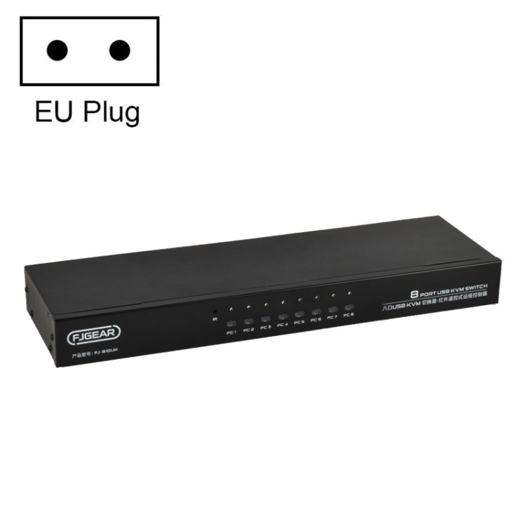 FJGEAR FJ-810UK 8 In 1 Out Computer Host Switcher da VGA a KVM con switch da tavolo, spina europea, FJ-810UK